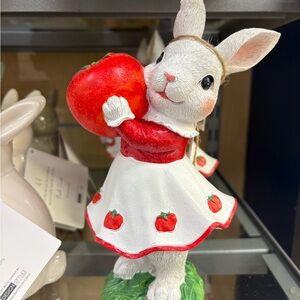 Charming Bunny Figurine with Red Apple